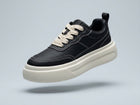 Men's Black Contrast-Stitch Platform Sneakers