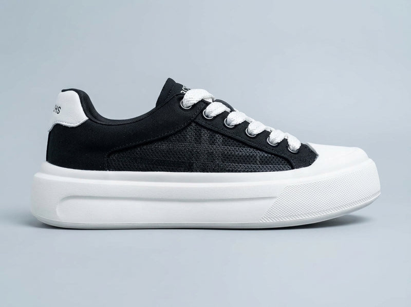 Men's Black Canvas Platform Sneakers