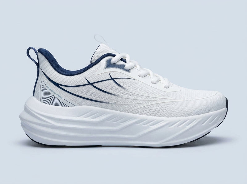 Men's White Navy Rocker-Sole Runners