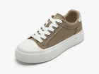 Men's Beige Canvas Platform Sneakers